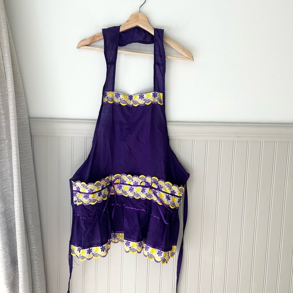 Handmade Other - Purple Kitchen Cooking Apron with Yellow Accents Handmade